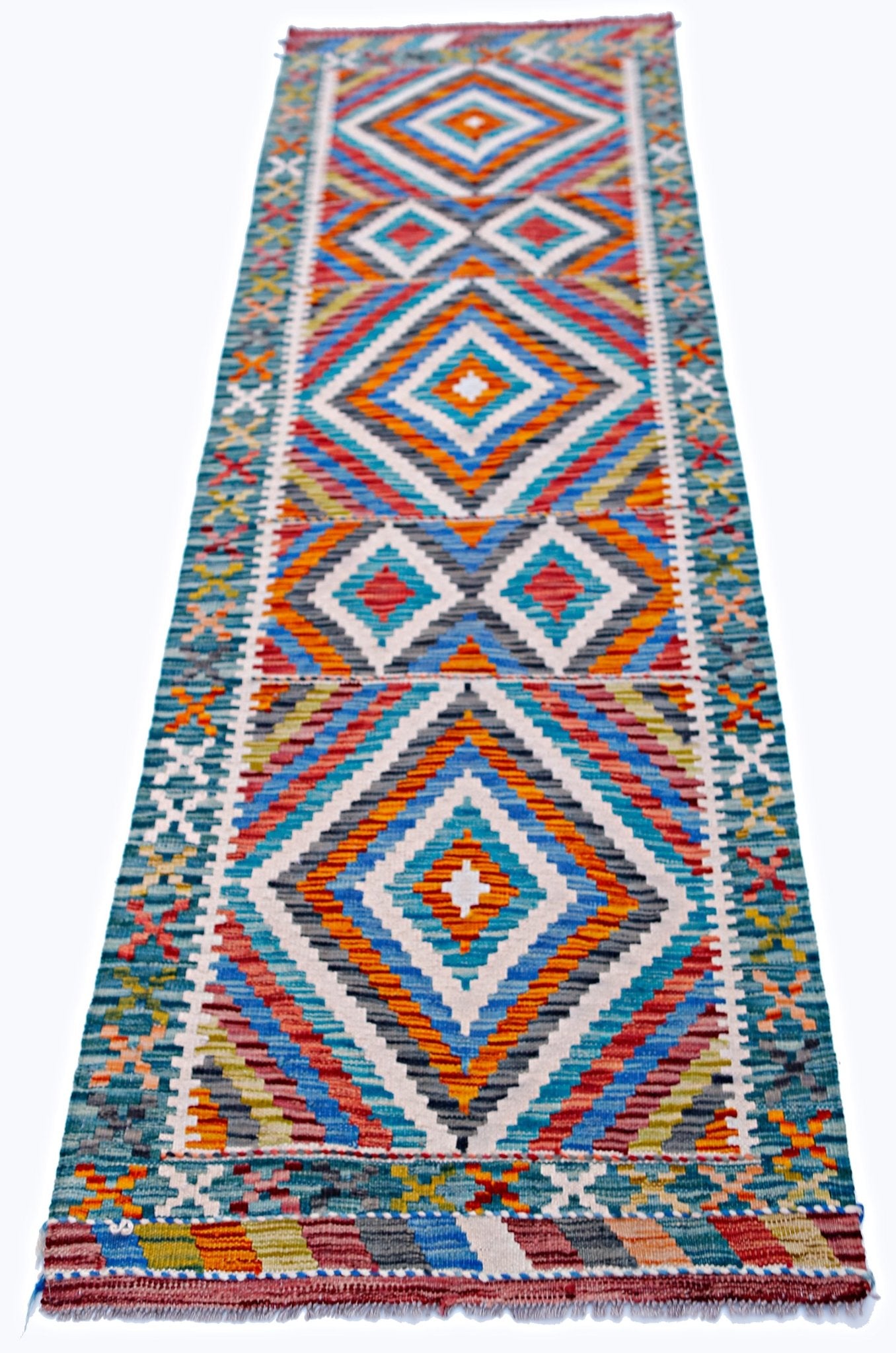 Handmade Maimana Killim Hallway Runner | 244 x 84 cm | 8' x 2'9" - Najaf Rugs & Textile