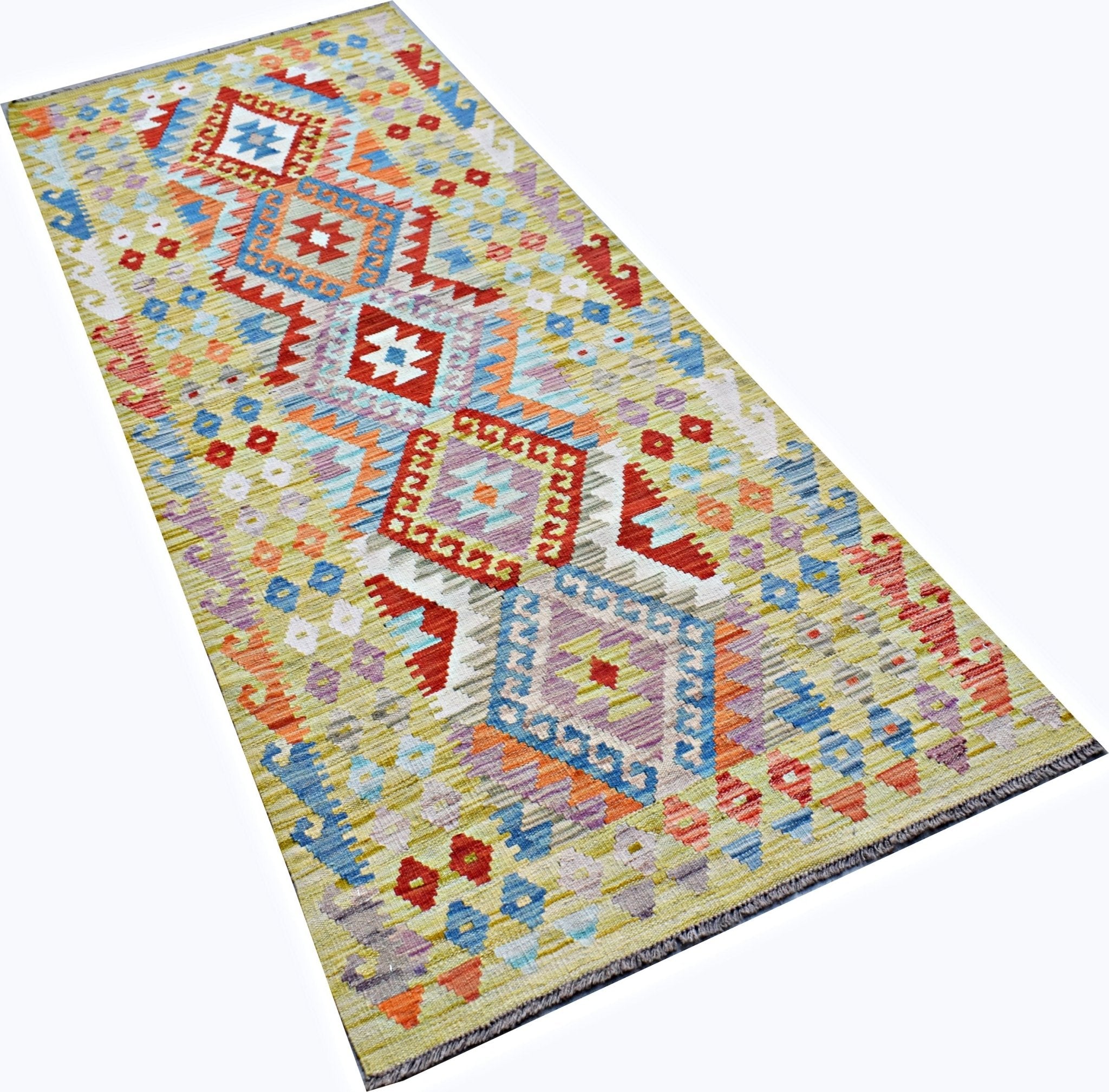 Handmade Maimana Killim Hallway Runner | 245 x 89 cm | 8' x 3' - Najaf Rugs & Textile