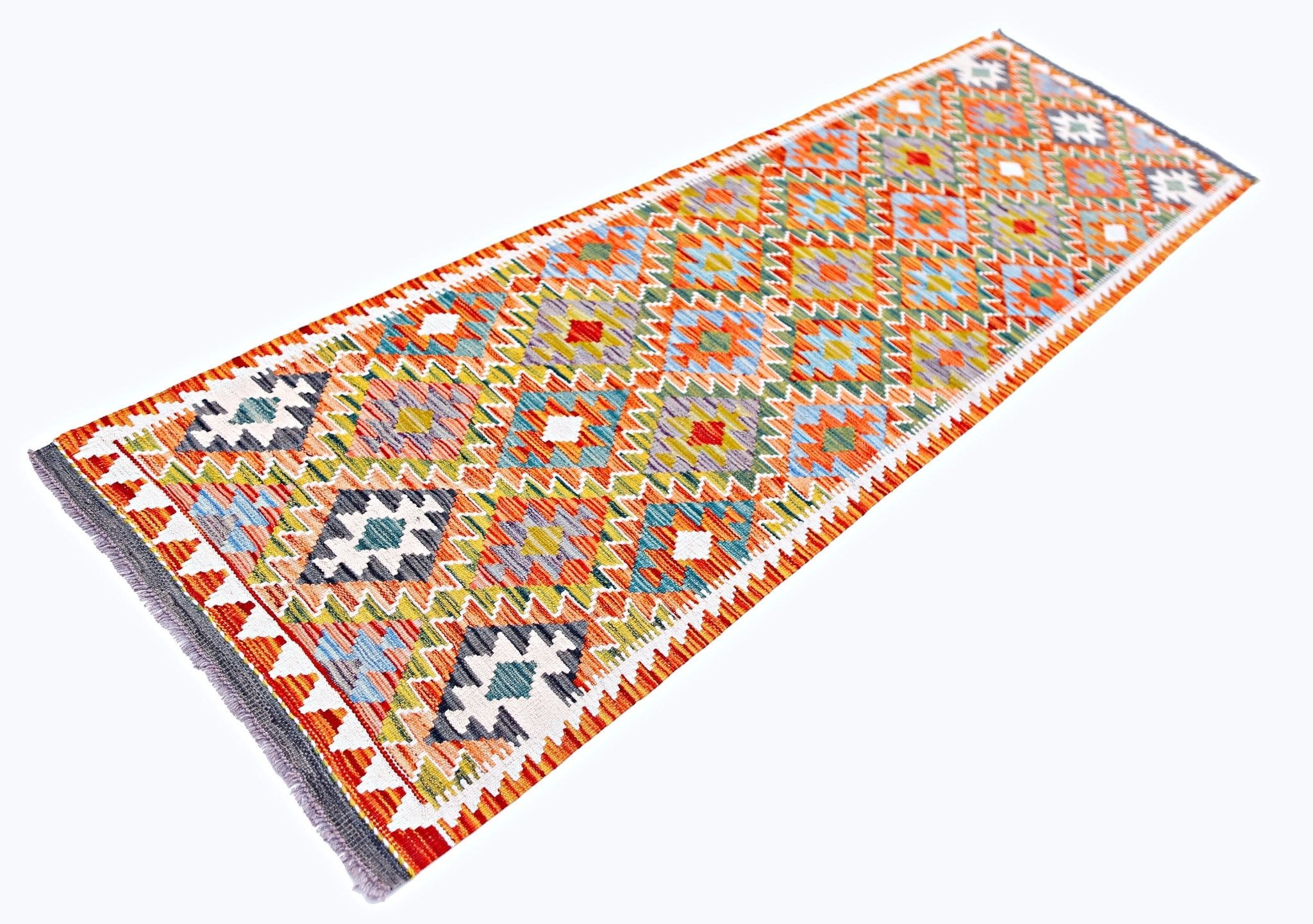 Handmade Maimana Killim Hallway Runner | 246 x 78 cm | 8'1" x 2'7" - Najaf Rugs & Textile