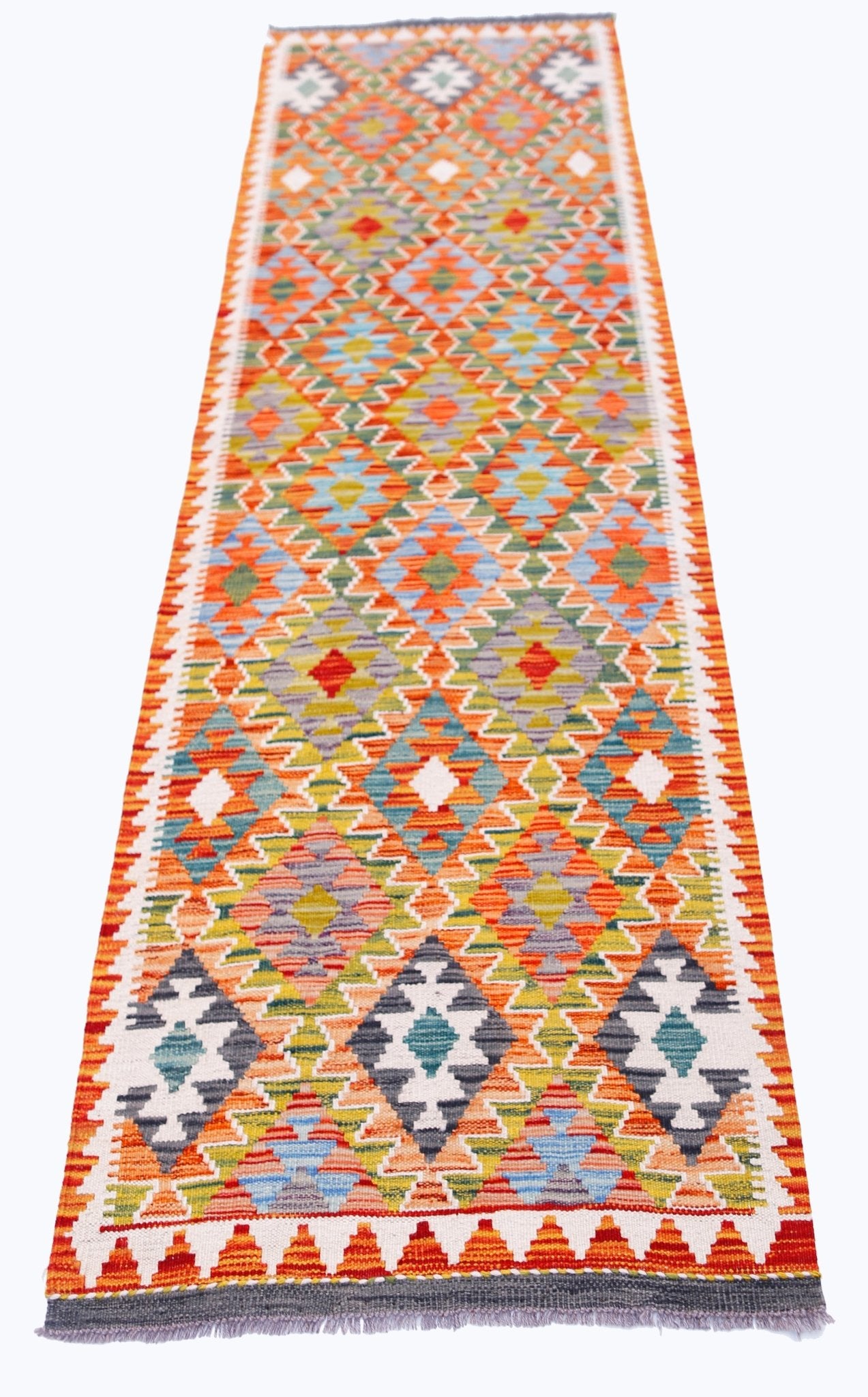 Handmade Maimana Killim Hallway Runner | 246 x 78 cm | 8'1" x 2'7" - Najaf Rugs & Textile