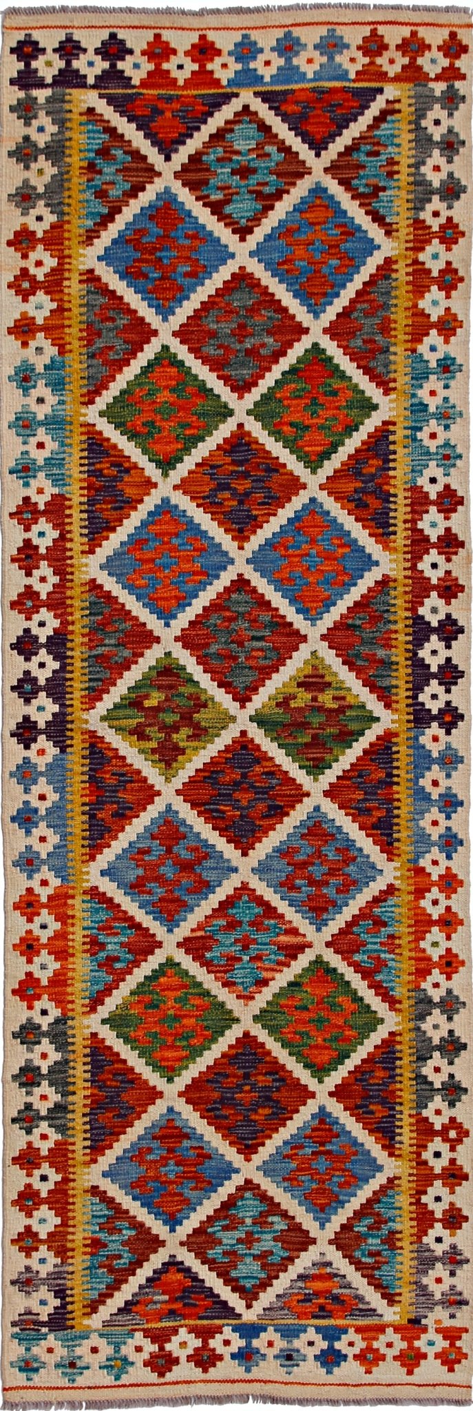 Handmade Maimana Killim Hallway Runner | 249 x 84 cm | 8'2" x 2'9" - Najaf Rugs & Textile