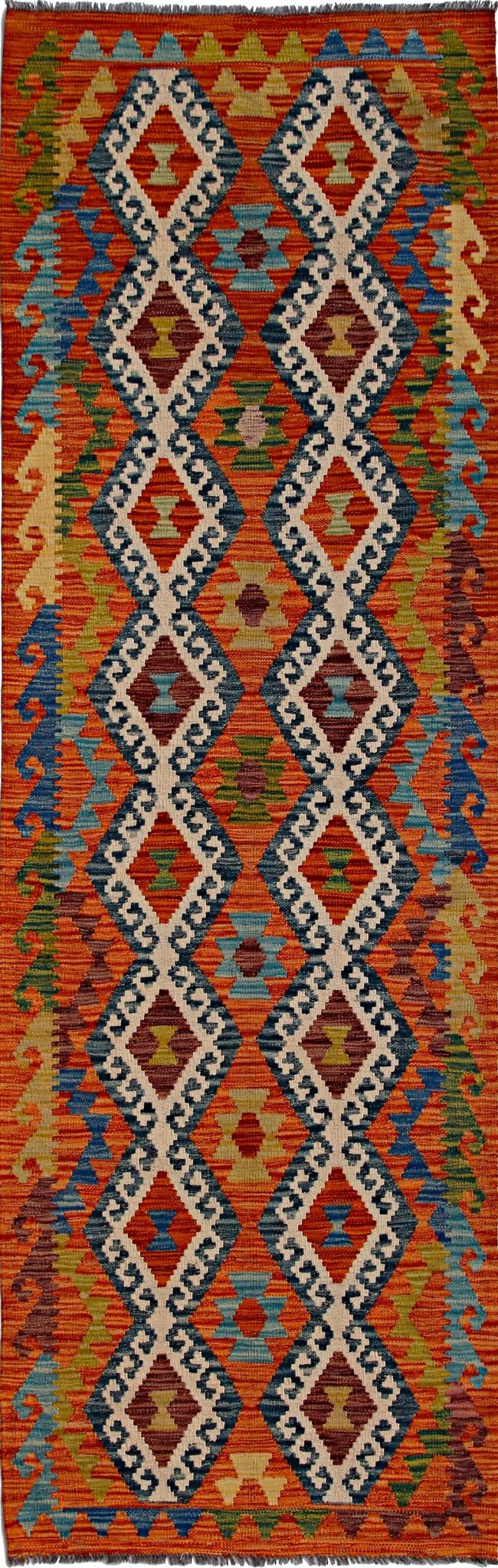 Handmade Maimana Killim Hallway Runner | 259 x 82 cm | 8'6" x 2'9" - Najaf Rugs & Textile