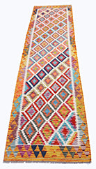 Handmade Maimana Killim Hallway Runner | 292 x 83 cm | 9'7" x 2'9" - Najaf Rugs & Textile