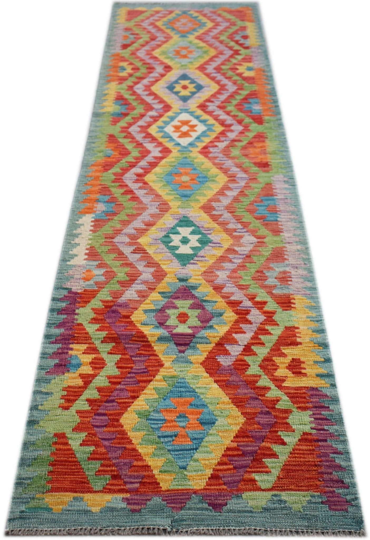 Handmade Maimana Killim Hallway Runner | 293 x 75 cm | 9'8" x 2'6" - Najaf Rugs & Textile