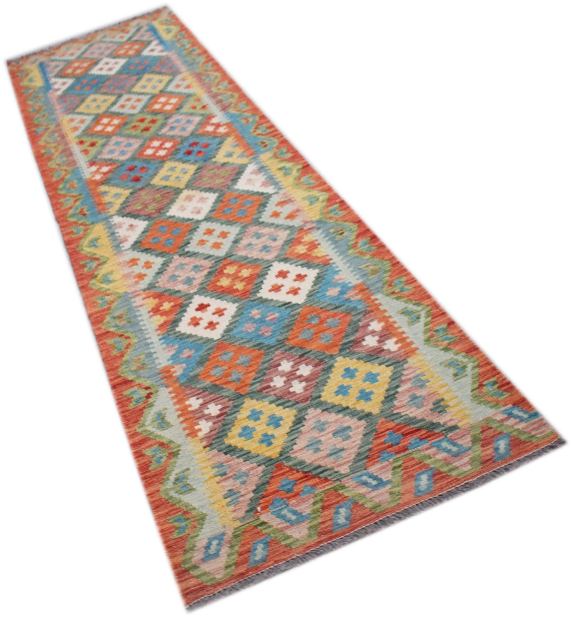 Handmade Maimana Killim Hallway Runner | 298 x 80 cm | 9'9" x 2'8" - Najaf Rugs & Textile