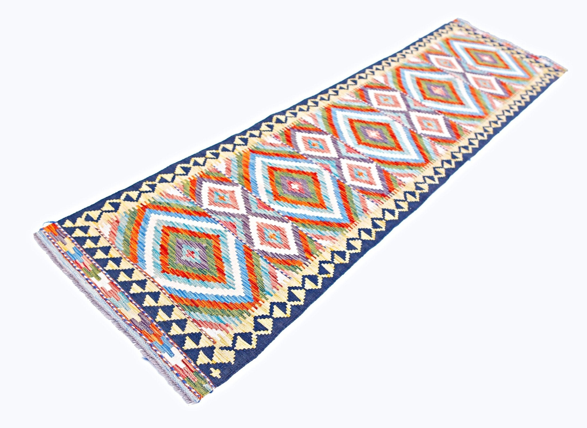 Handmade Maimana Killim Hallway Runner | 300 x 78 cm | 9'10" x 2'7" - Najaf Rugs & Textile