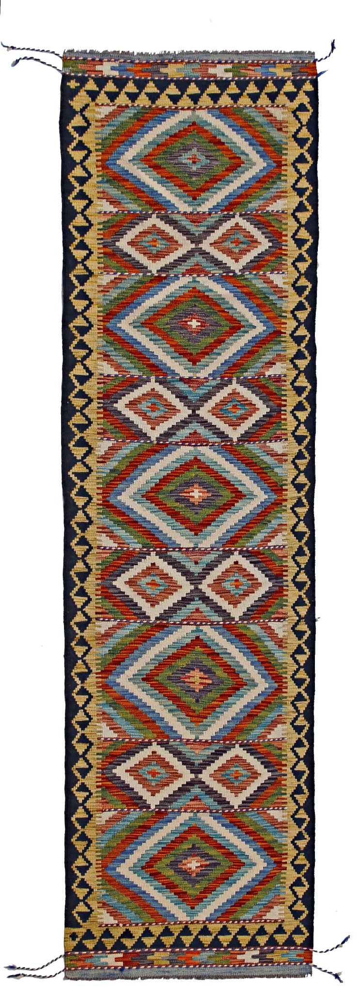 Handmade Maimana Killim Hallway Runner | 300 x 78 cm | 9'10" x 2'7" - Najaf Rugs & Textile