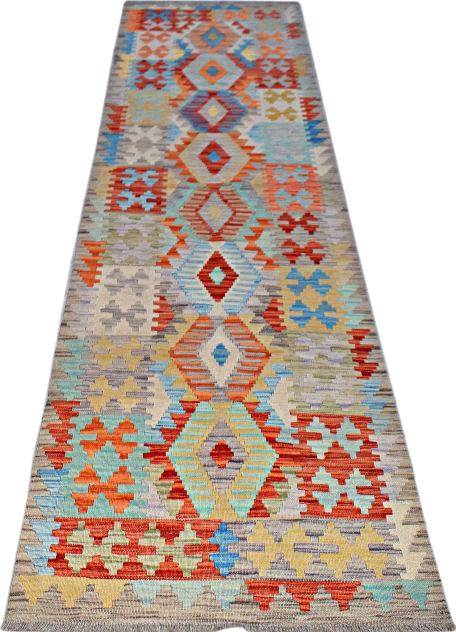 Handmade Maimana Killim Hallway Runner | 301 x 80 cm | 9'10" x 2'8" - Najaf Rugs & Textile