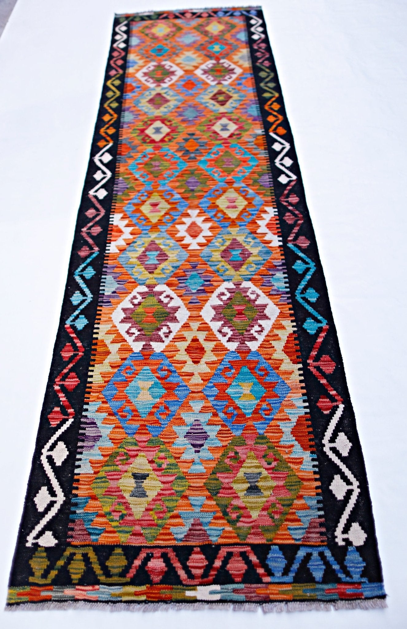 Handmade Maimana Killim Hallway Runner | 302 x 87 cm | 9'11" x 2'10" - Najaf Rugs & Textile