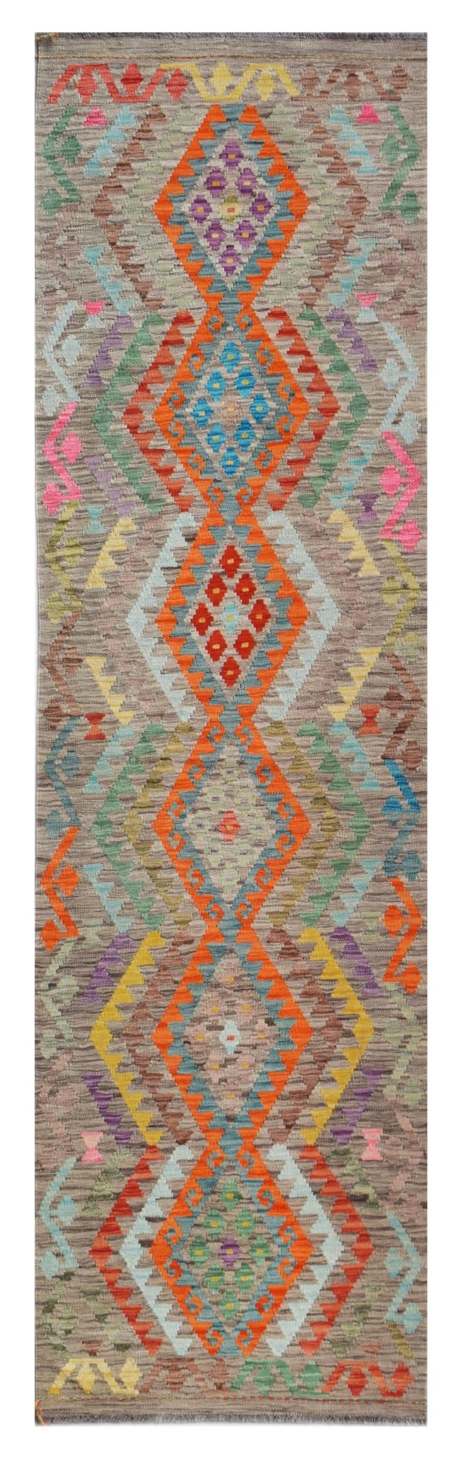 Handmade Maimana Killim Hallway Runner | 303 x 82 cm | 9'11" x 2'9" - Najaf Rugs & Textile