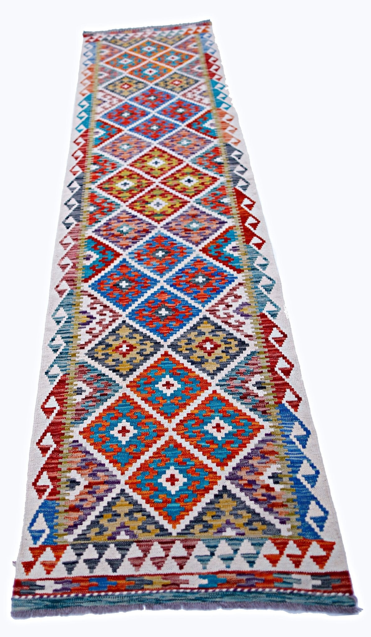 Handmade Maimana Killim Hallway Runner | 305 x 81 cm | 10' x 2'8" - Najaf Rugs & Textile