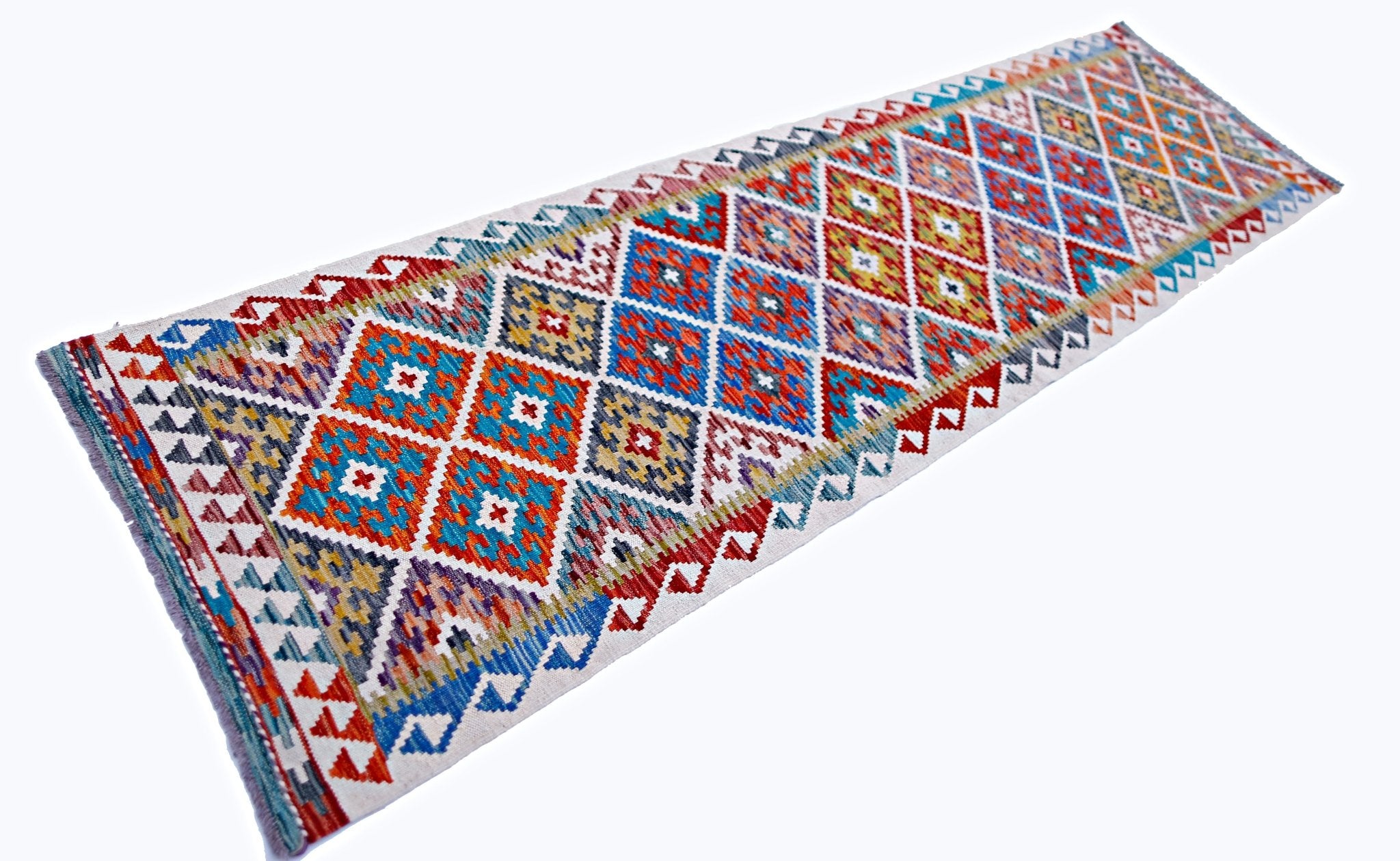 Handmade Maimana Killim Hallway Runner | 305 x 81 cm | 10' x 2'8" - Najaf Rugs & Textile