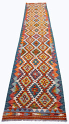 Handmade Maimana Killim Hallway Runner | 395 x 83 cm | 12'11" x 2'9" - Najaf Rugs & Textile