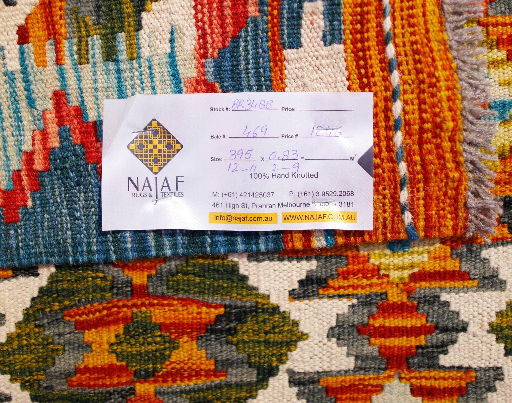 Handmade Maimana Killim Hallway Runner | 395 x 83 cm | 12'11" x 2'9" - Najaf Rugs & Textile