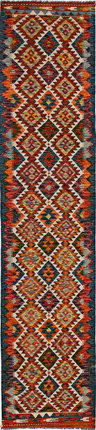 Handmade Maimana Killim Hallway Runner | 395 x 83 cm | 12'11" x 2'9" - Najaf Rugs & Textile