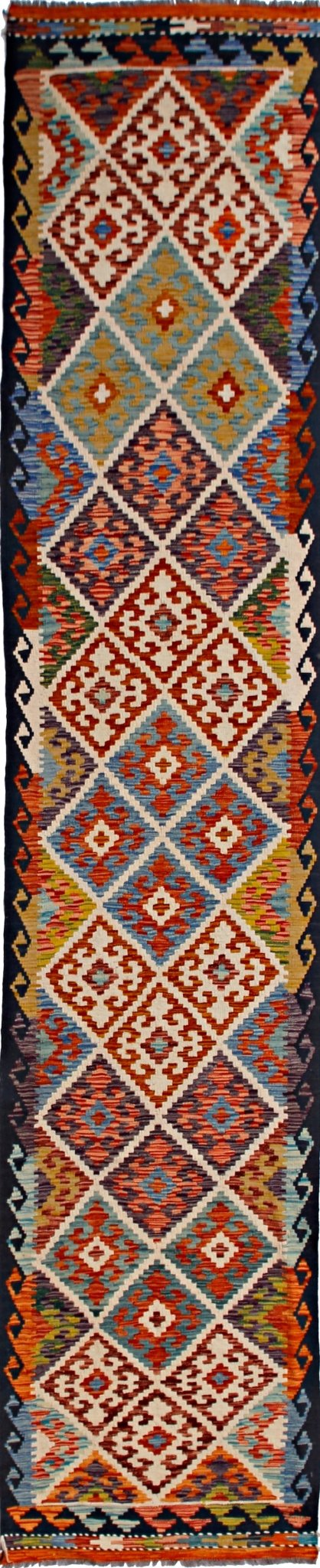 Handmade Maimana Killim Hallway Runner | 397 x 82 cm | 13' x 2'9" - Najaf Rugs & Textile