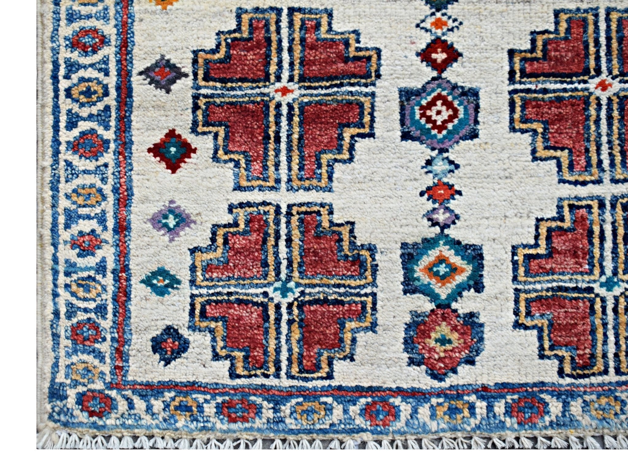 Handmade Mini Afghan Chobi Rug | 103 x 53 cm | 3'5" x 1'9" - Najaf Rugs & Textile