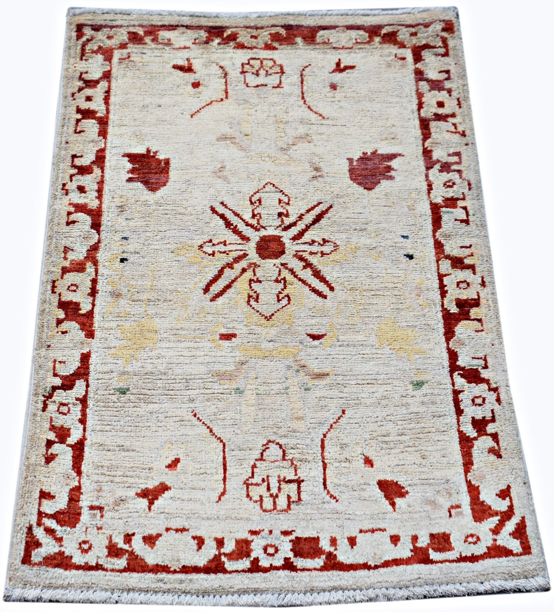 Handmade Mini Afghan Chobi Rug | 87 x 62 cm | 2'10" x 2' - Najaf Rugs & Textile