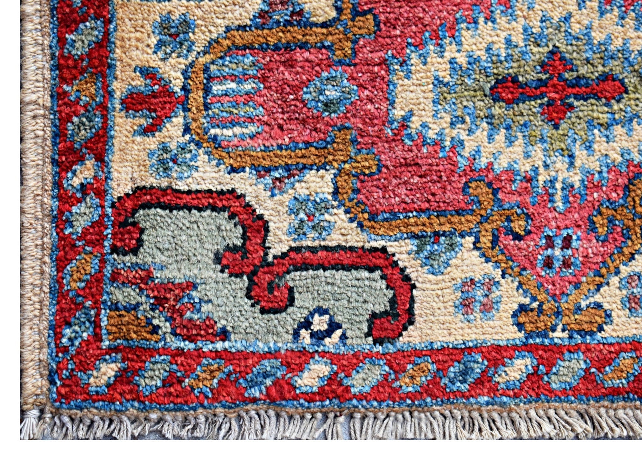 Handmade Mini Afghan Chobi Rug | 89 x 61 cm | 2'11 x 2' - Najaf Rugs & Textile