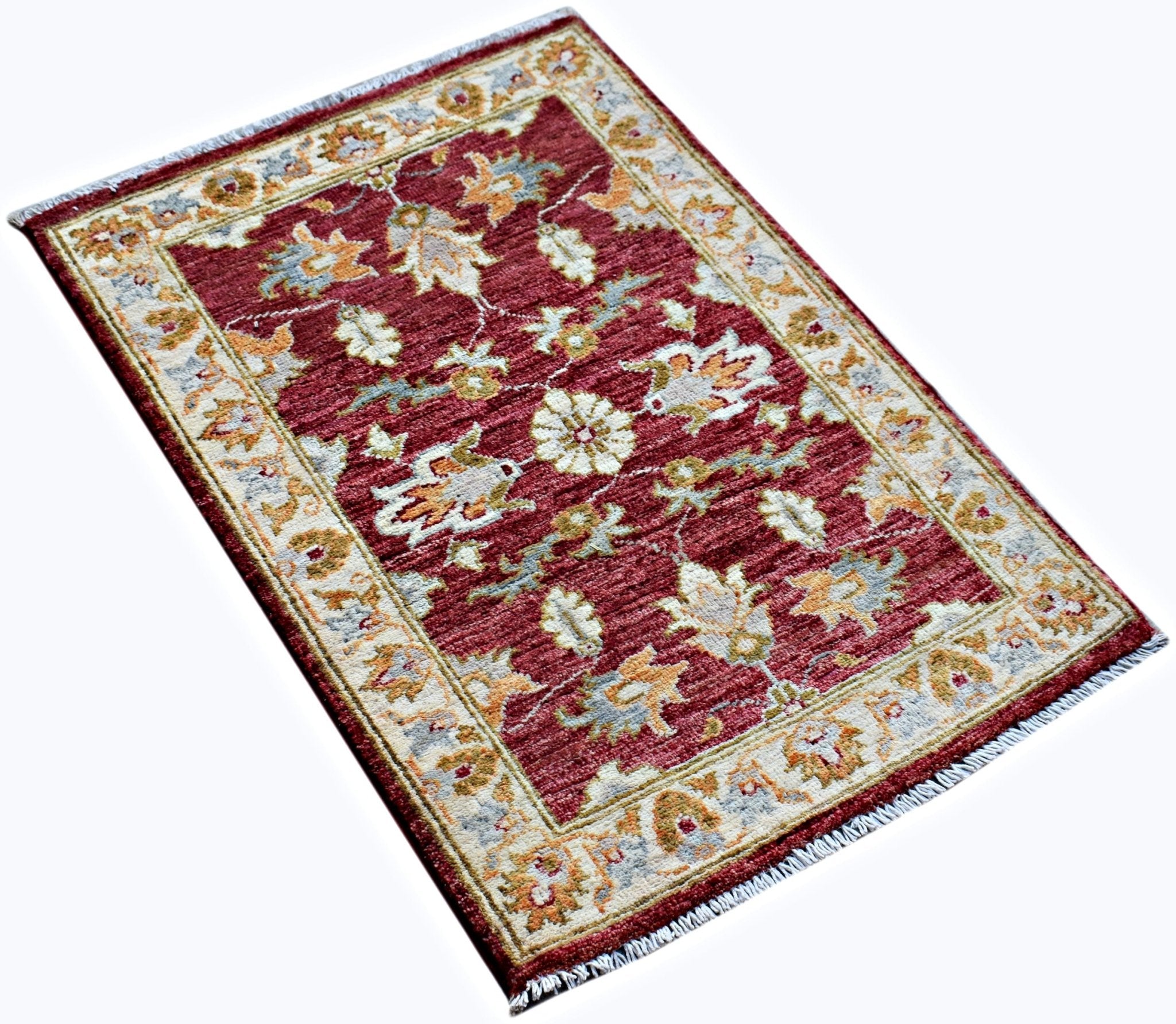 Handmade Mini Afghan Chobi Rug | 89 x 61 cm | 2'11" x 2' - Najaf Rugs & Textile