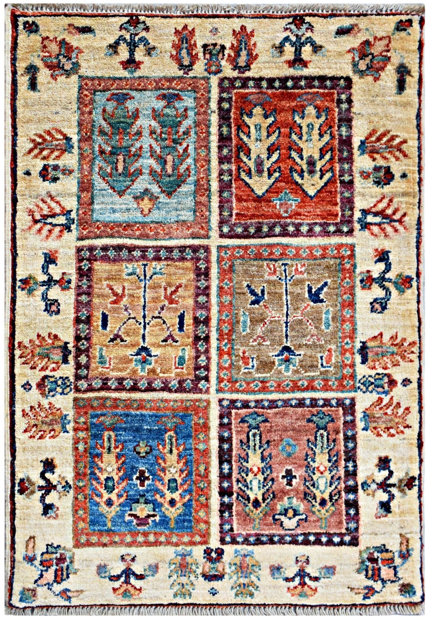 Handmade Mini Afghan Chobi Rug | 89 x 62 cm | 2'11" x 2'1" - Najaf Rugs & Textile