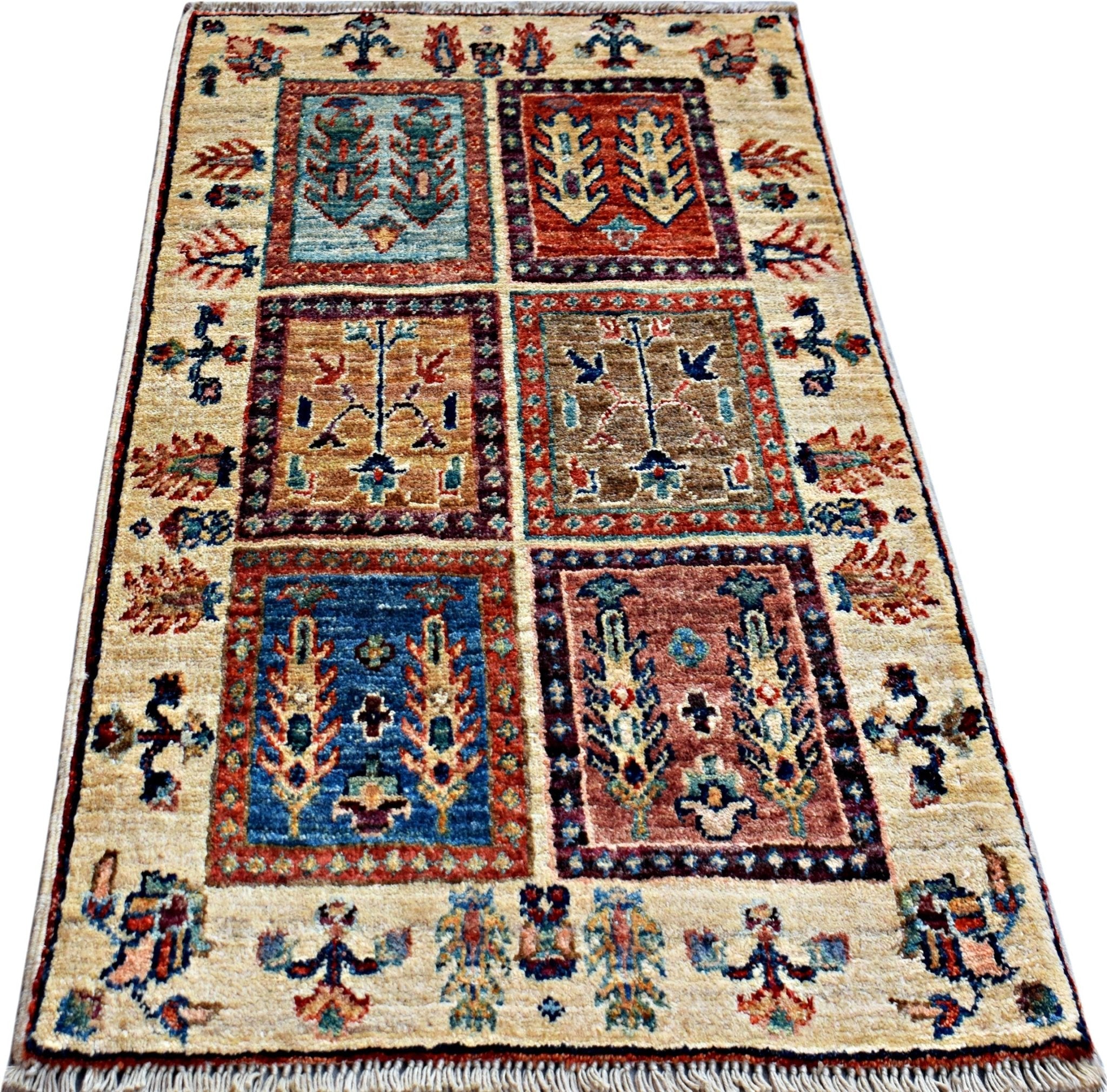 Handmade Mini Afghan Chobi Rug | 89 x 62 cm | 2'11" x 2'1" - Najaf Rugs & Textile