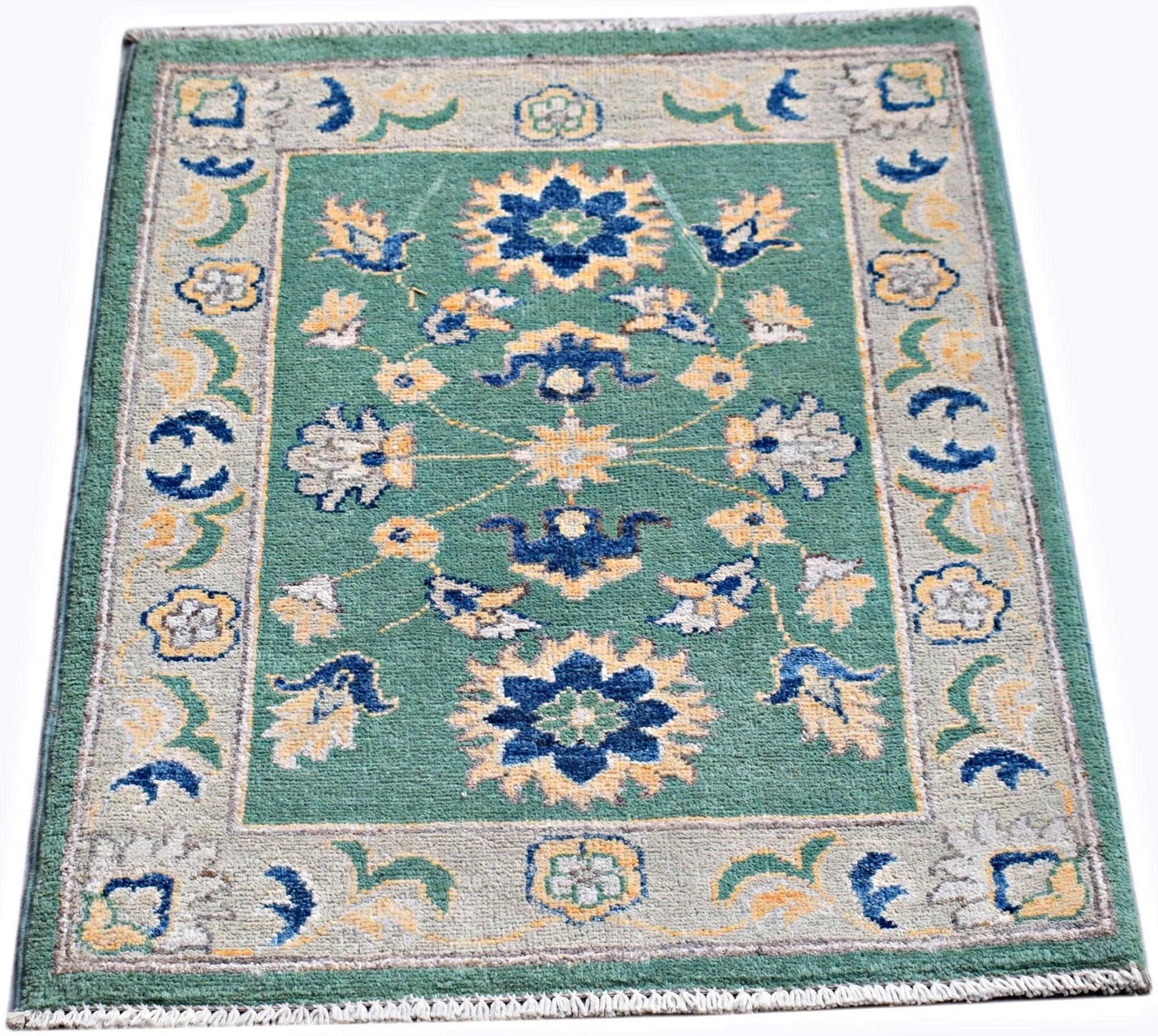 Handmade Mini Afghan Chobi Rug | 89 x 66 cm | 2'11" x 2'2" - Najaf Rugs & Textile