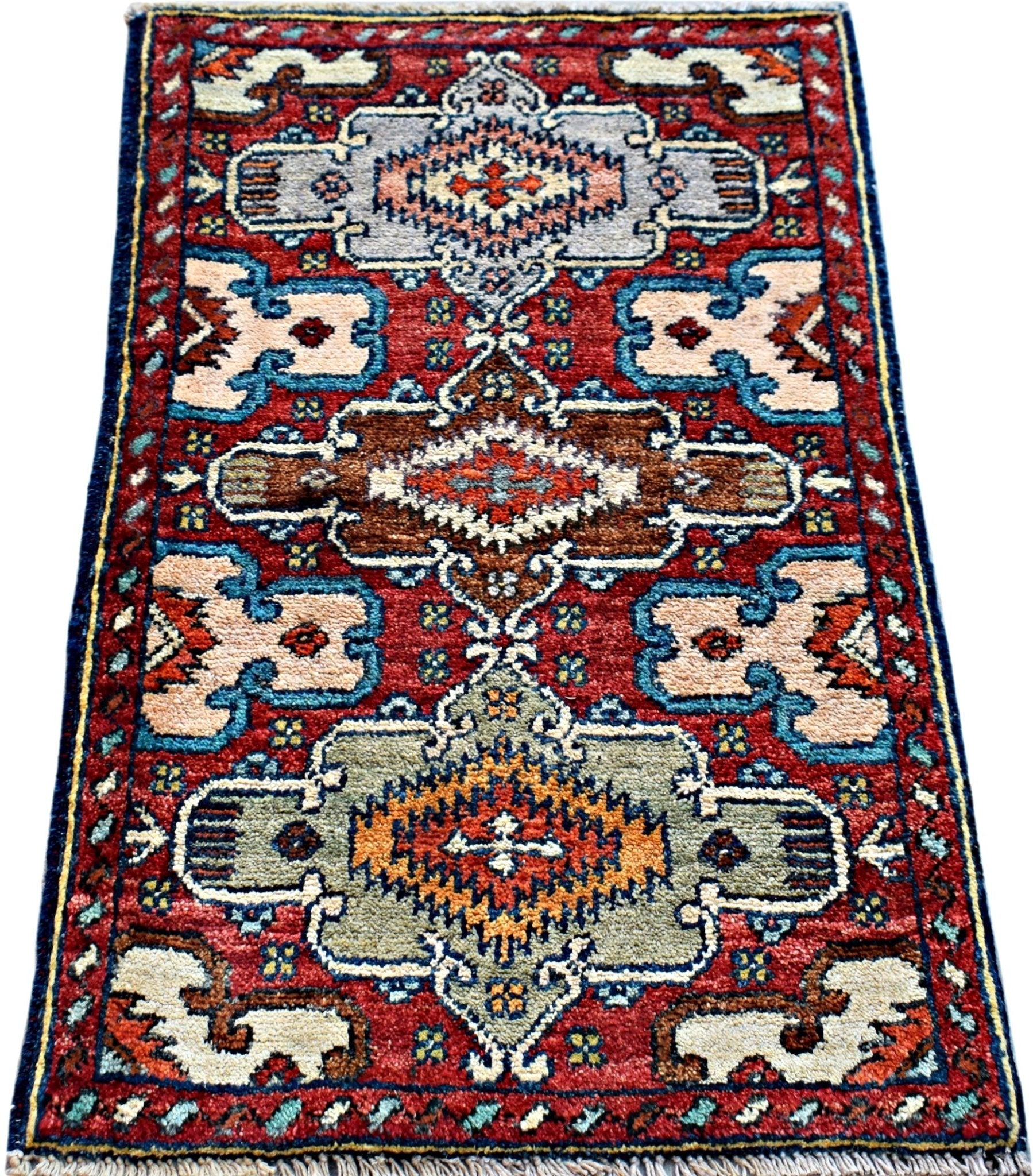 Handmade Mini Afghan Chobi Rug | 90 x 58 cm | 3' x 1'11" - Najaf Rugs & Textile