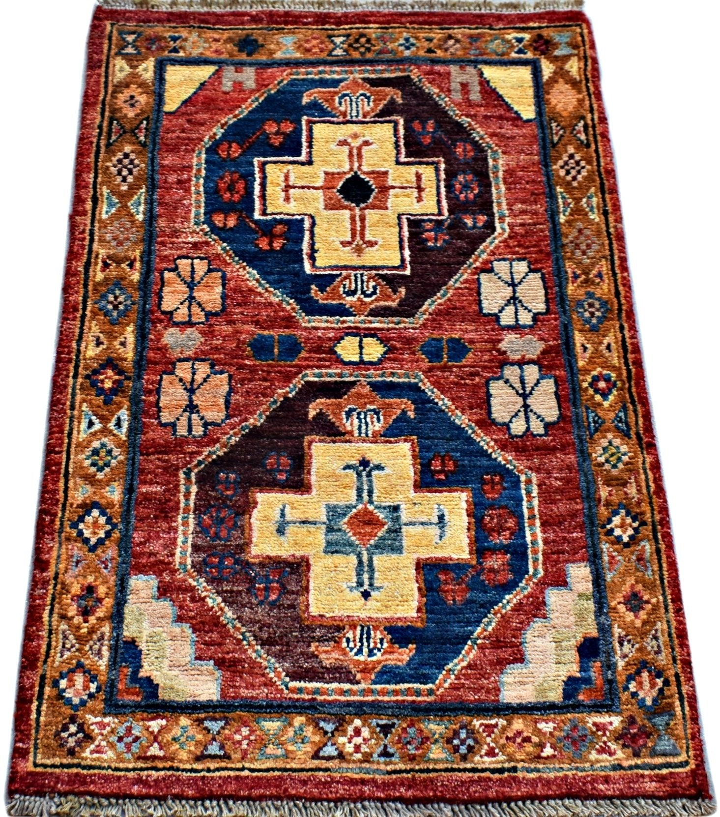 Handmade Mini Afghan Chobi Rug | 90 x 59 cm | 2'11" x 1'11" - Najaf Rugs & Textile