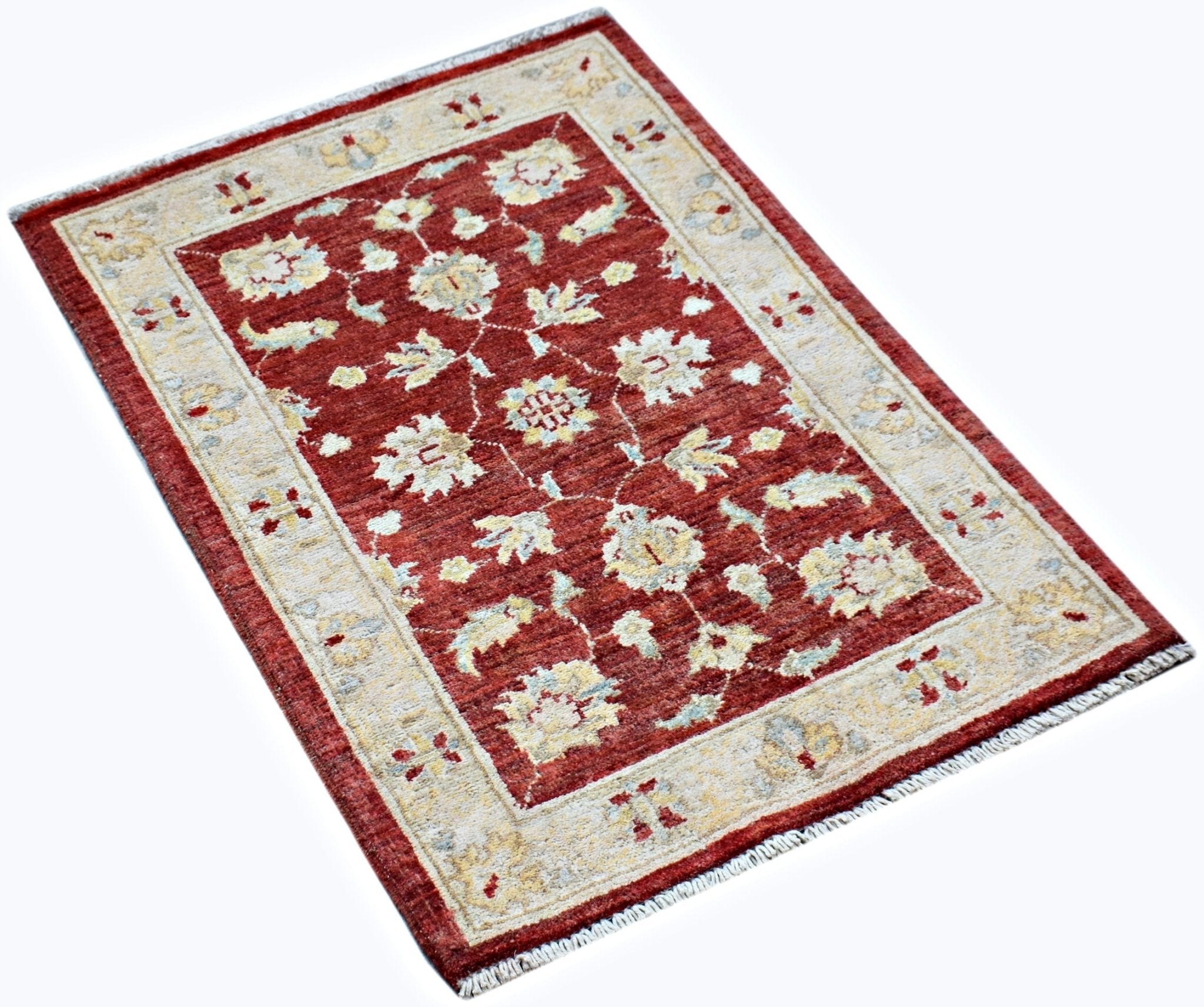 Handmade Mini Afghan Chobi Rug | 90 x 63 cm | 2'11" x 2'1" - Najaf Rugs & Textile