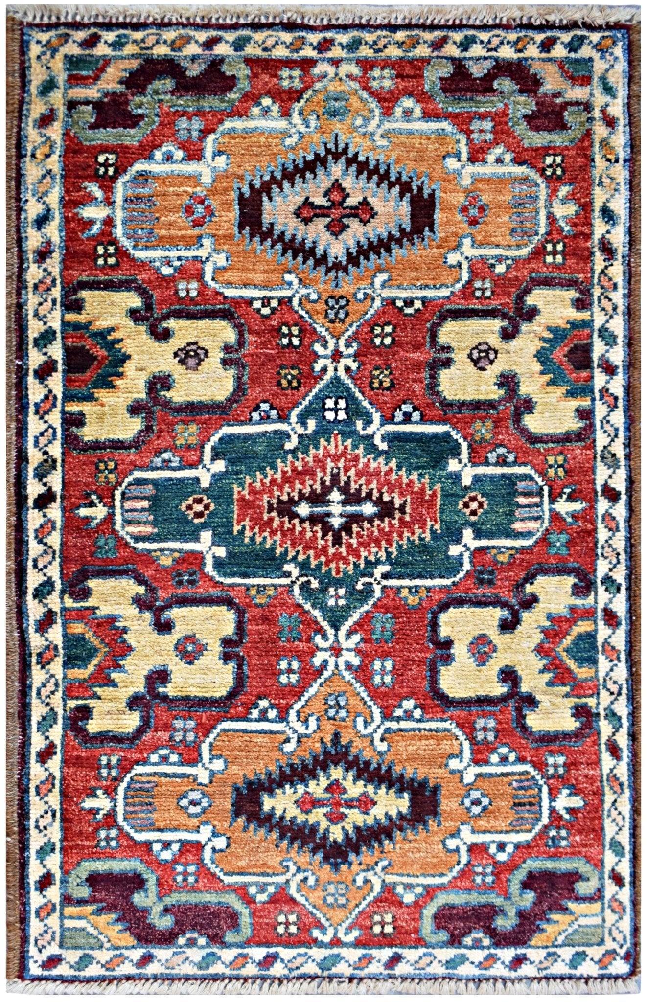 Handmade Mini Afghan Chobi Rug | 91 x 61 cm | 3' x 2' - Najaf Rugs & Textile