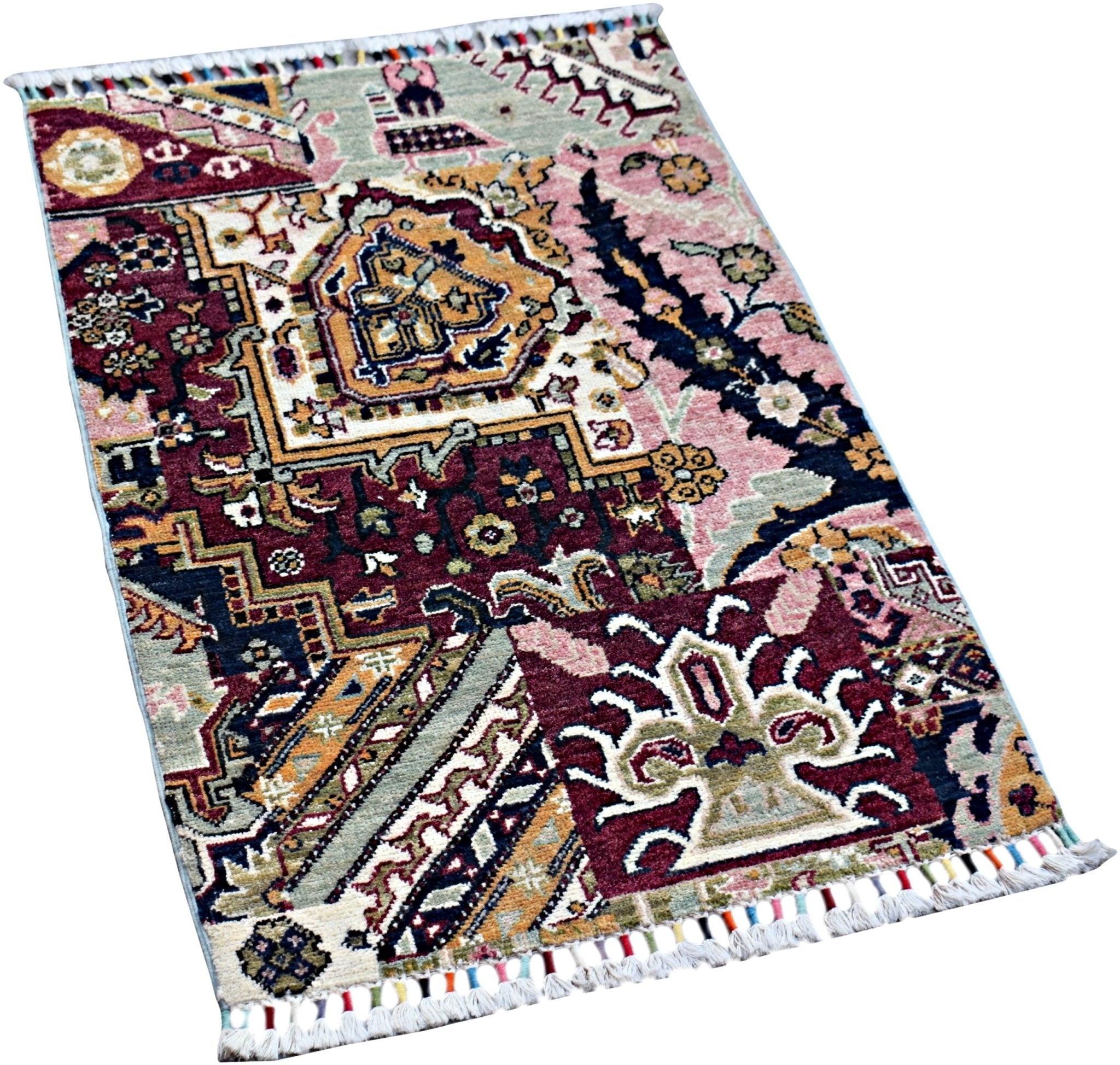 Handmade Mini Afghan Chobi Rug | 91 x 62 cm | 3' x 2' - Najaf Rugs & Textile