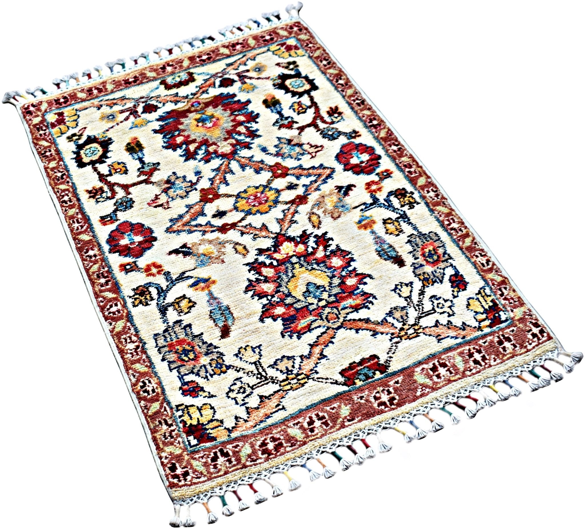 Handmade Mini Afghan Chobi Rug | 92 x 63 cm | 3' x 2'1" - Najaf Rugs & Textile