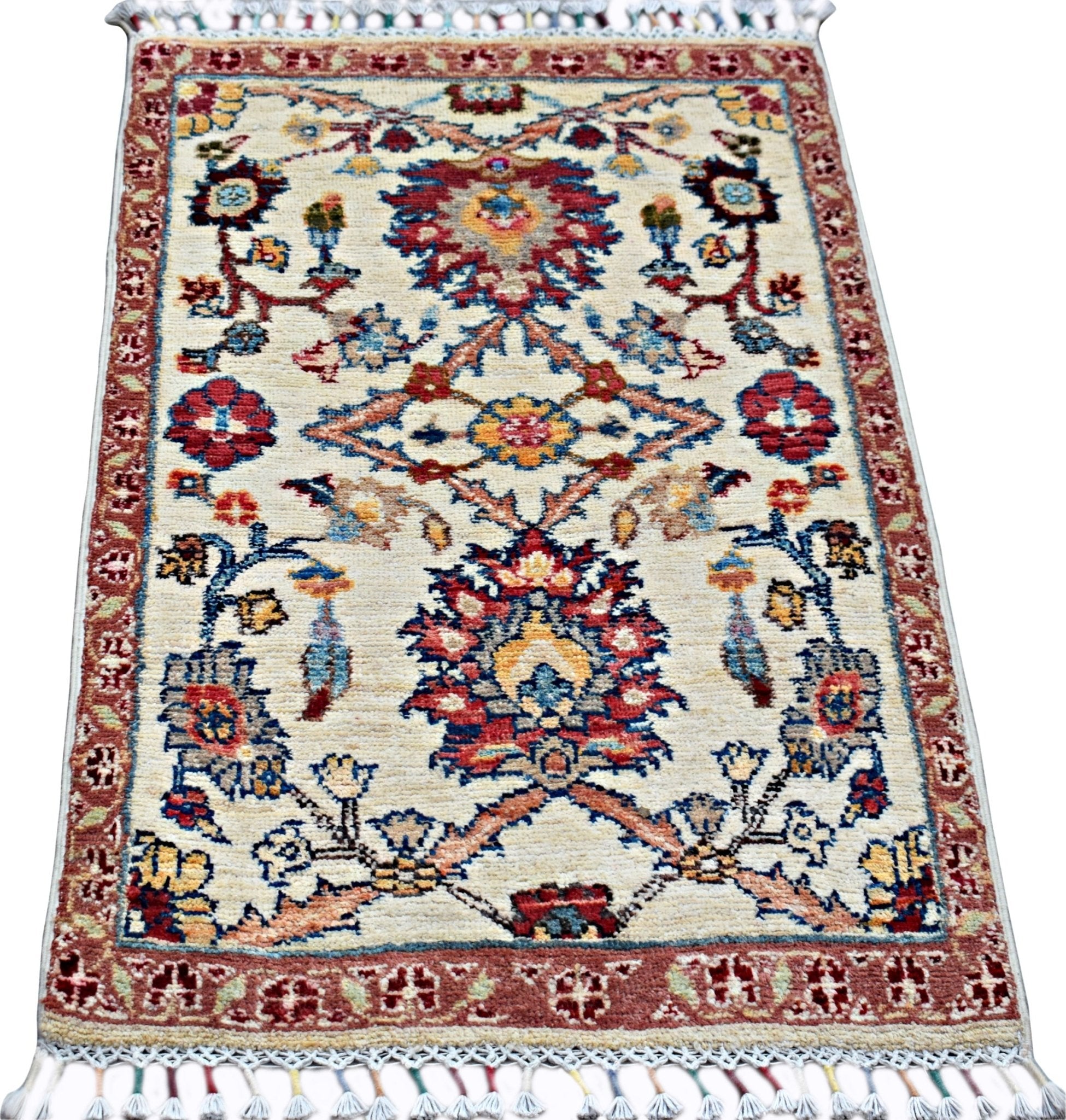 Handmade Mini Afghan Chobi Rug | 92 x 63 cm | 3' x 2'1" - Najaf Rugs & Textile