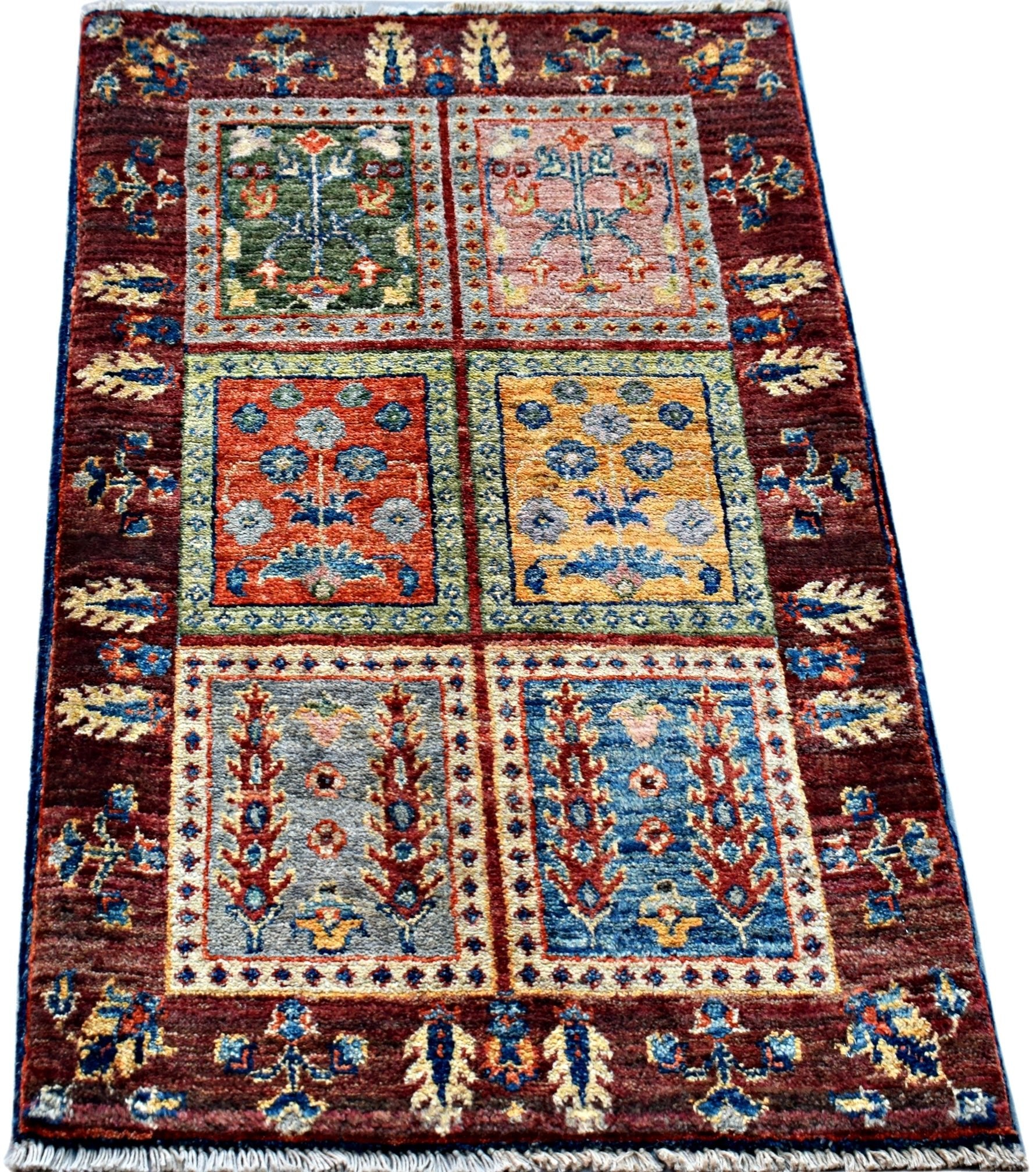 Handmade Mini Afghan Chobi Rug | 93 x 60 cm | 3'1" x 2' - Najaf Rugs & Textile