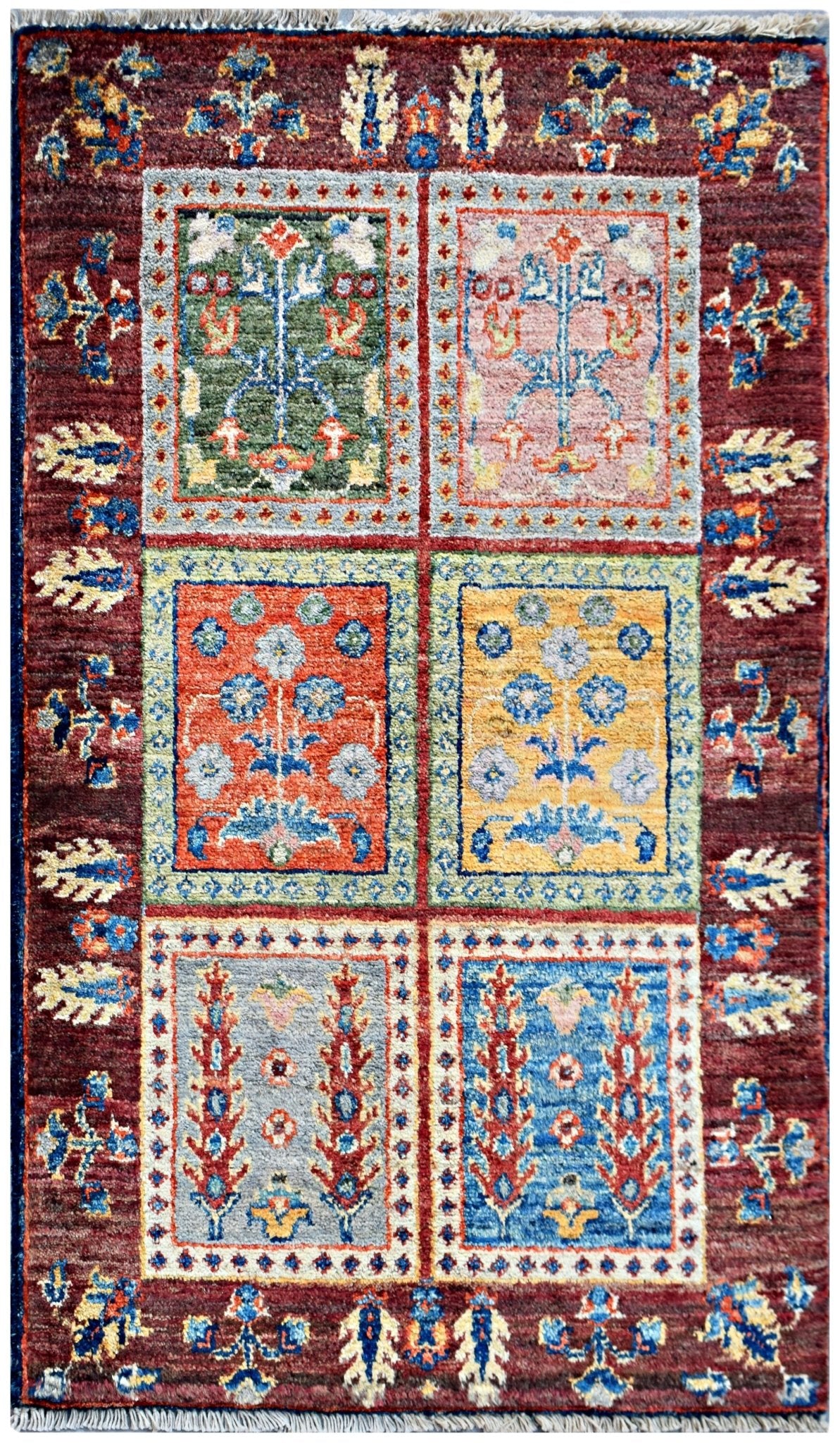 Handmade Mini Afghan Chobi Rug | 93 x 60 cm | 3'1" x 2' - Najaf Rugs & Textile