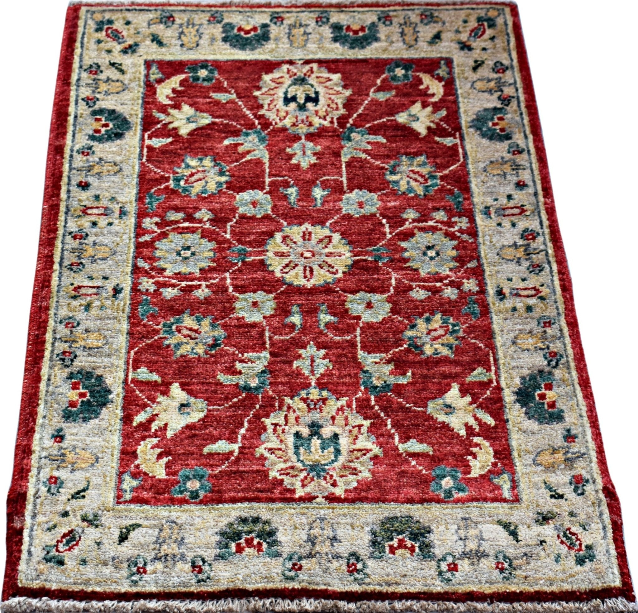 Handmade Mini Afghan Chobi Rug | 96 x 63 cm | 3'2" x 2'1" - Najaf Rugs & Textile