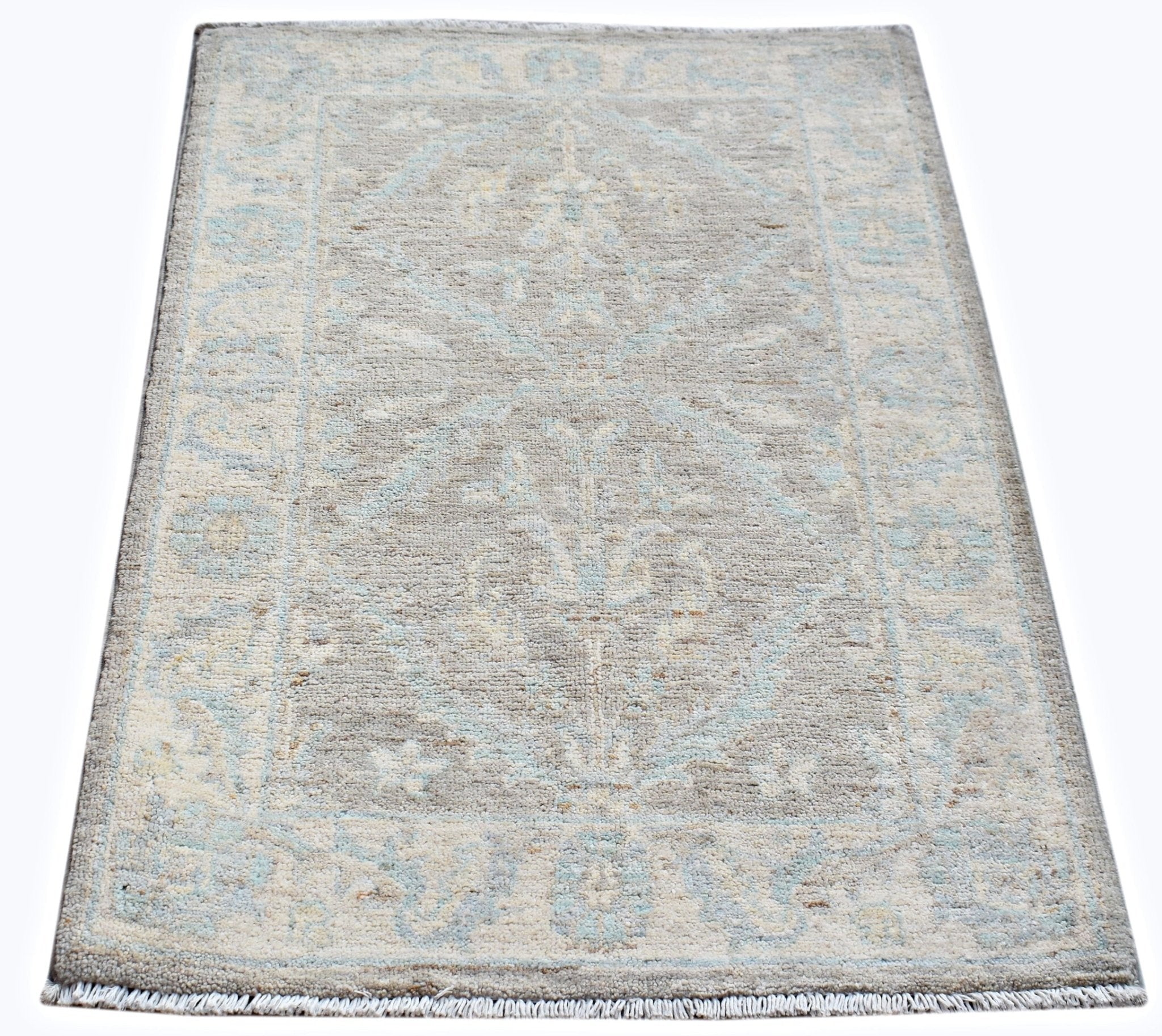 Handmade Mini Afghan Chobi Rug | 96 x 69 cm | 3'2" x 2'3" - Najaf Rugs & Textile