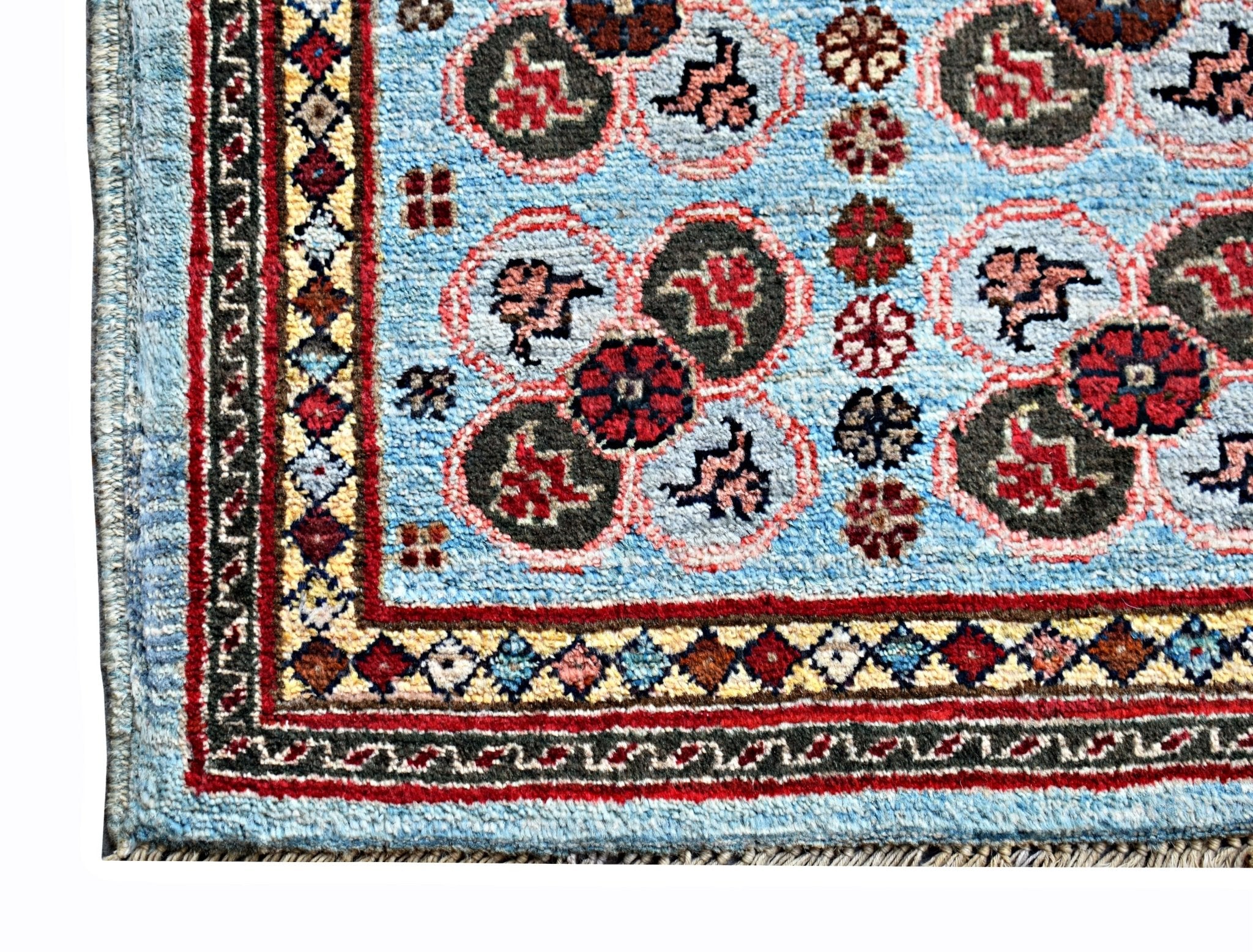 Handmade Mini Afghan Chobi Rug | 97 x 55 cm | 3'2" x 1'10" - Najaf Rugs & Textile