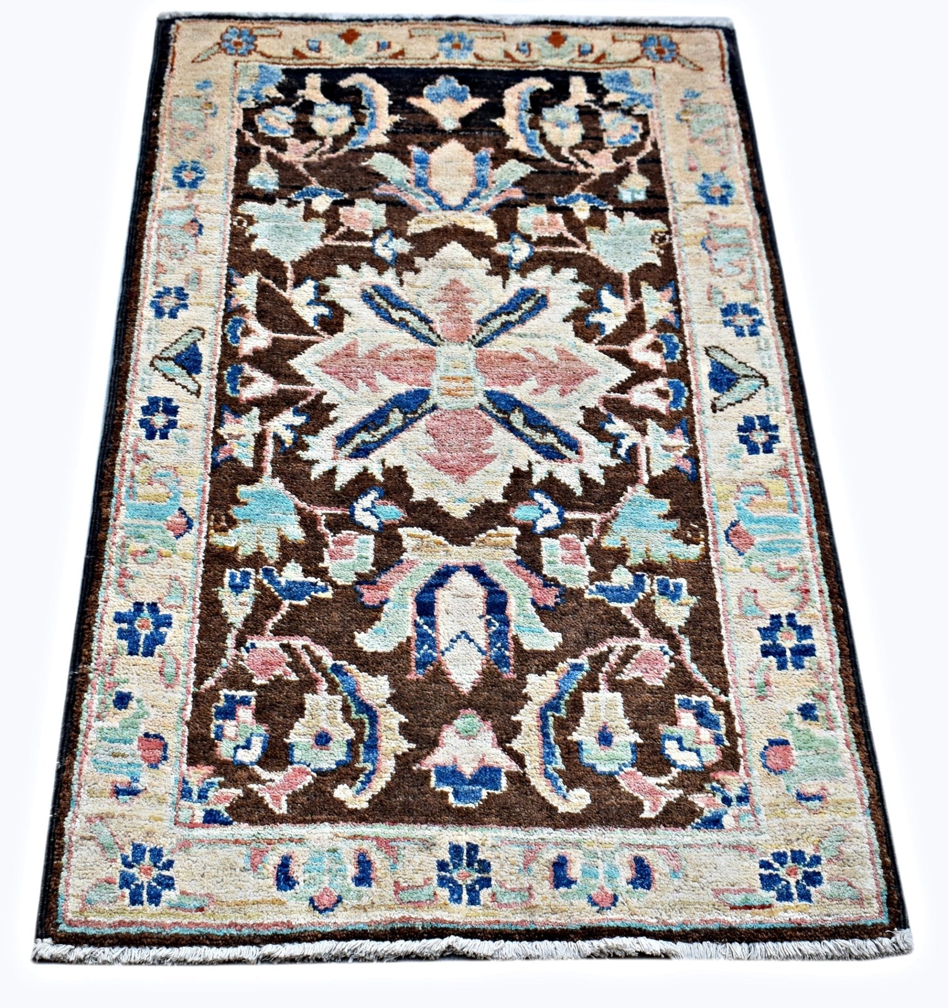 Handmade Mini Afghan Chobi Rug | 98 x 62 cm | 3'3" x 2' - Najaf Rugs & Textile