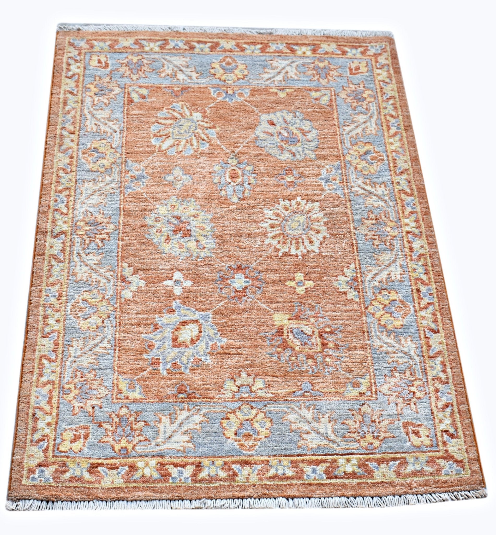 Handmade Mini Afghan Chobi Rug | 98 x 66 cm | 3'3" x 2'2" - Najaf Rugs & Textile