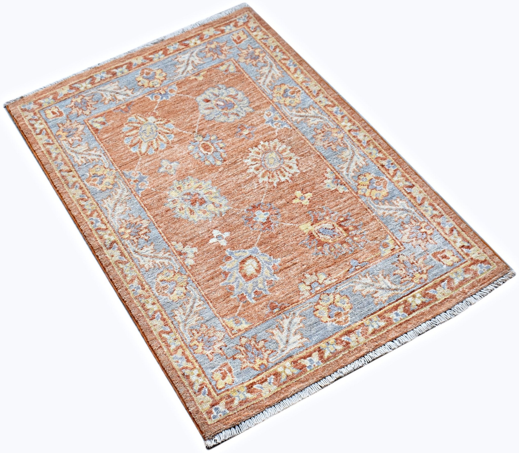 Handmade Mini Afghan Chobi Rug | 98 x 66 cm | 3'3" x 2'2" - Najaf Rugs & Textile