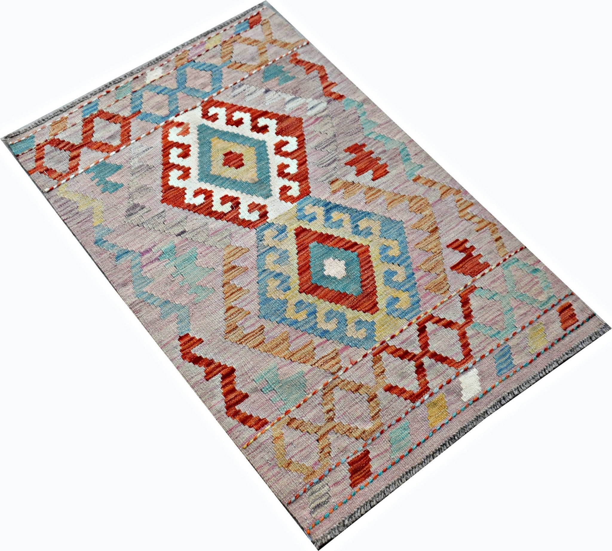 Handmade Mini Afghan Maimana Kilim | 101 x 65 cm | 3'4" x 2'2" - Najaf Rugs & Textile