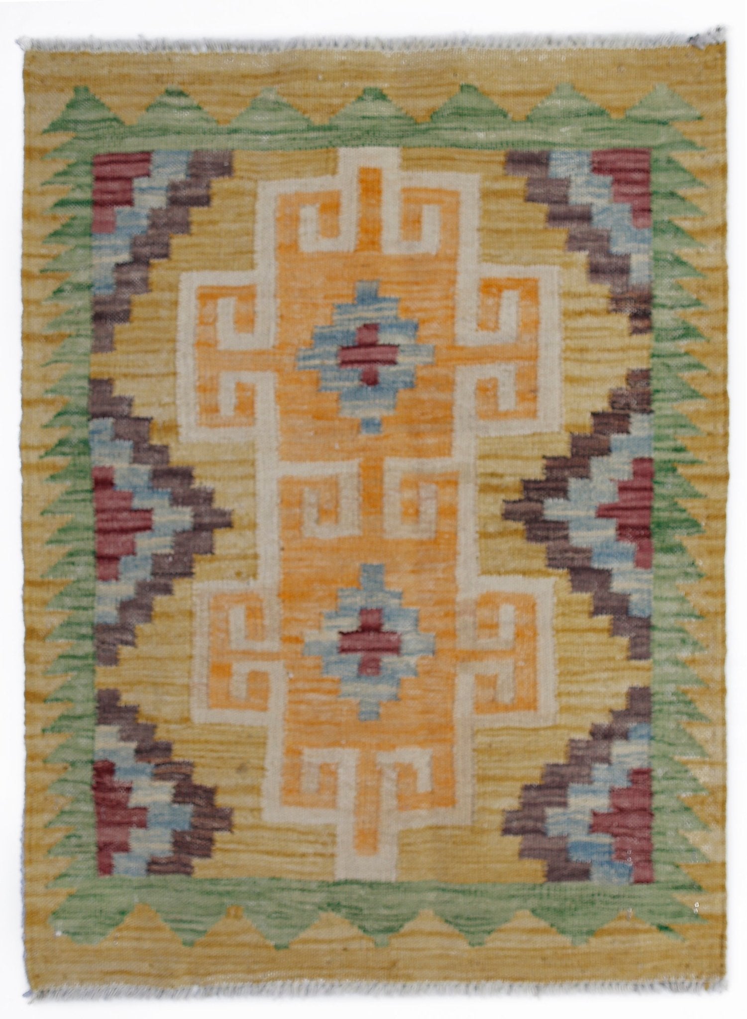 Handmade Mini Afghan Maimana Kilim | 85 x 64 cm | 2'10" x 2'1" - Najaf Rugs & Textile