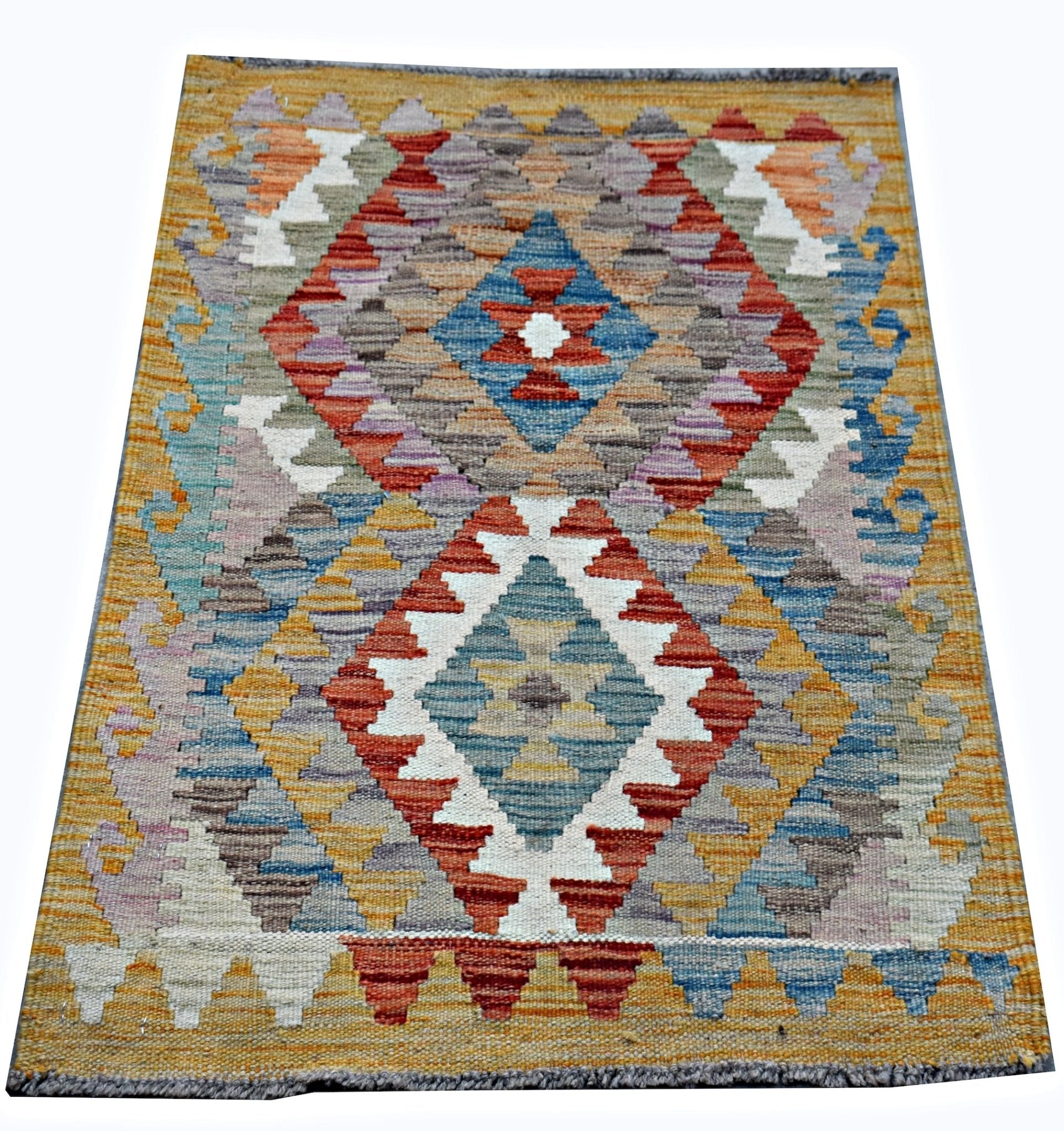 Handmade Mini Afghan Maimana Kilim | 86 x 60 cm | 2'10" x 2' - Najaf Rugs & Textile