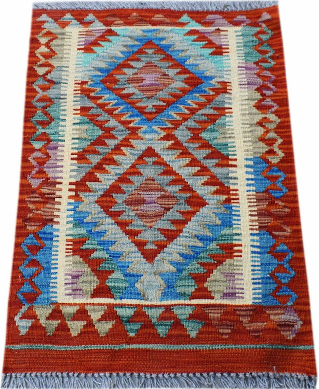 Handmade Mini Afghan Maimana Kilim | 86 x 62 cm | 2'10" x 2' - Najaf Rugs & Textile