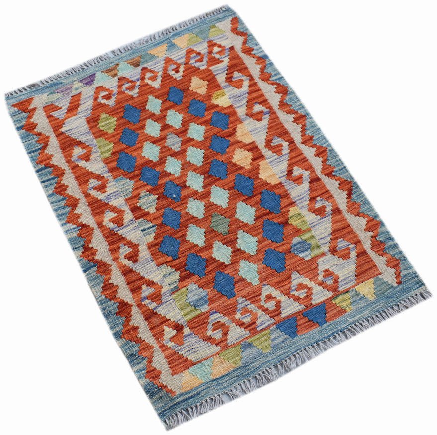 Handmade Mini Afghan Maimana Kilim | 86 x 65 cm | 2'10" x 2'1 - Najaf Rugs & Textile