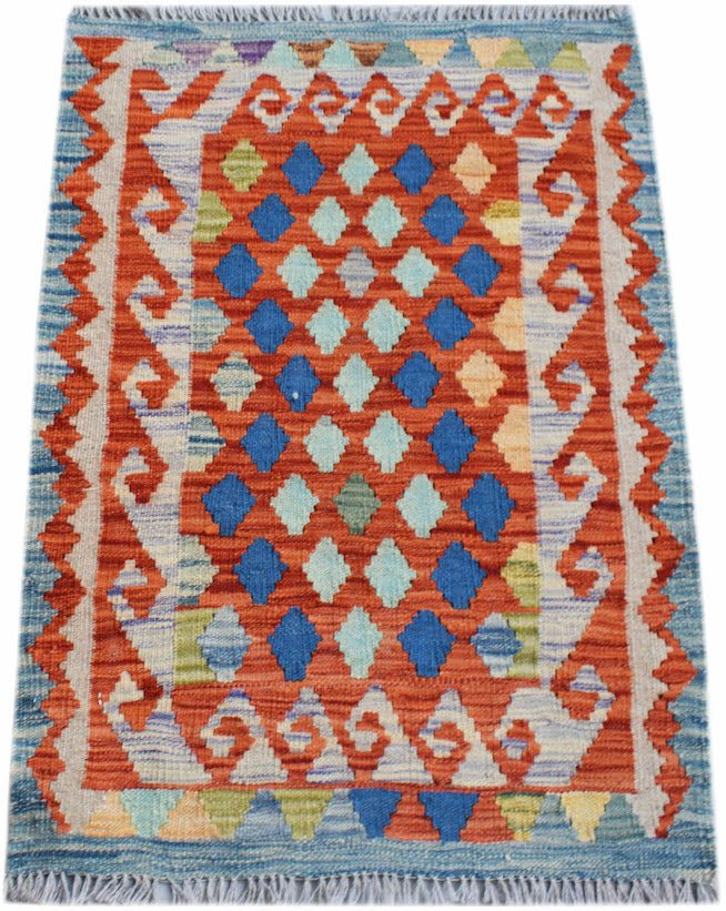 Handmade Mini Afghan Maimana Kilim | 86 x 65 cm | 2'10" x 2'1 - Najaf Rugs & Textile