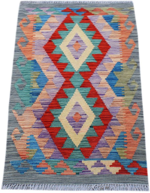 Handmade Mini Afghan Maimana Kilim | 87 x 60 cm | 2'10" x 2' - Najaf Rugs & Textile