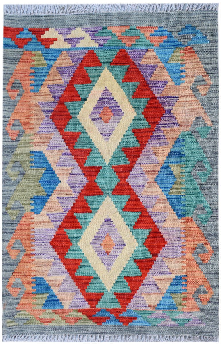 Handmade Mini Afghan Maimana Kilim | 87 x 60 cm | 2'10" x 2' - Najaf Rugs & Textile